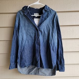 CURRENT/ELLIOT The One Button Chambray Shirt Oversized, Womens Size 2